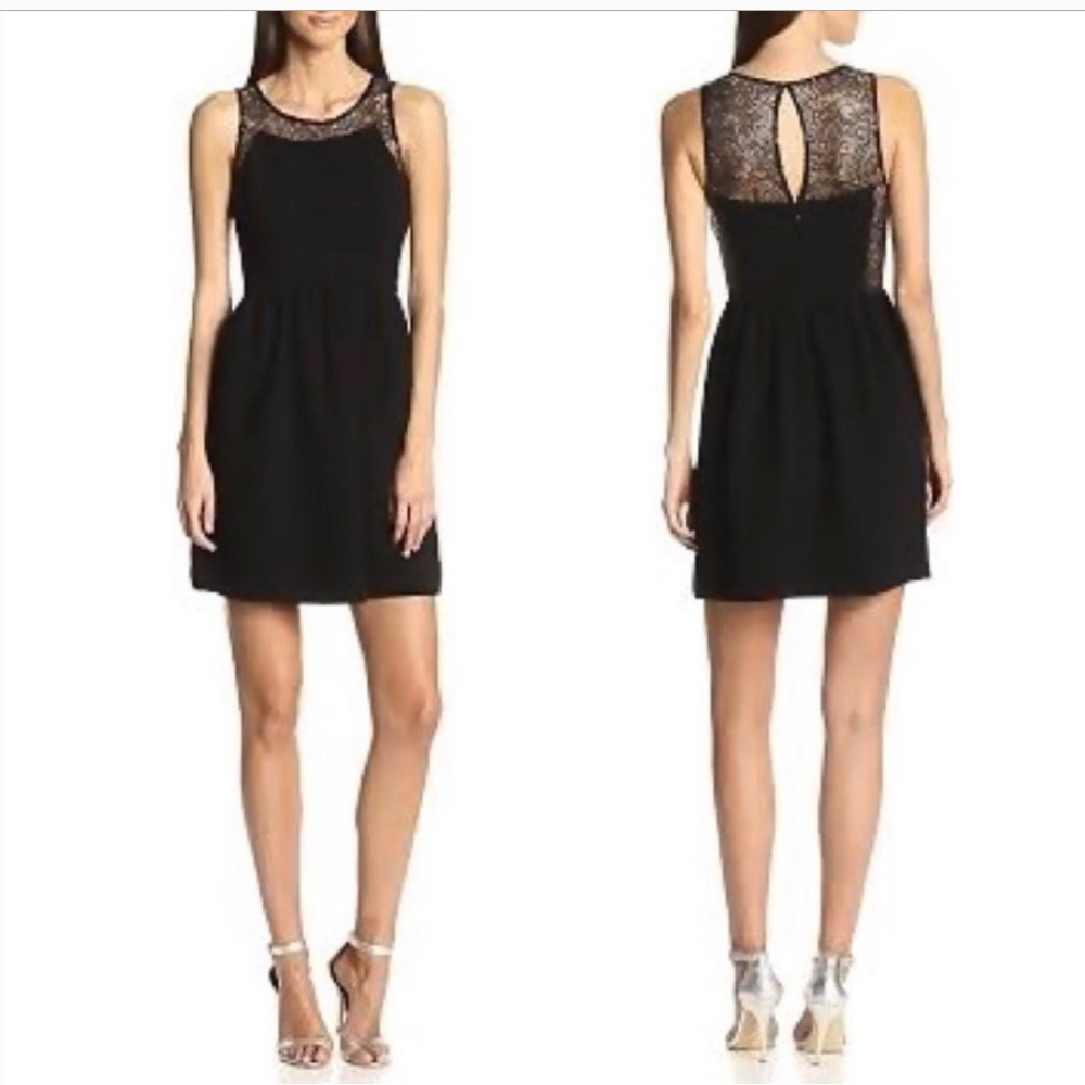 Jill Jill Stuart Black Sequin Lace Cocktail Wedding Party Prom Formal Dress